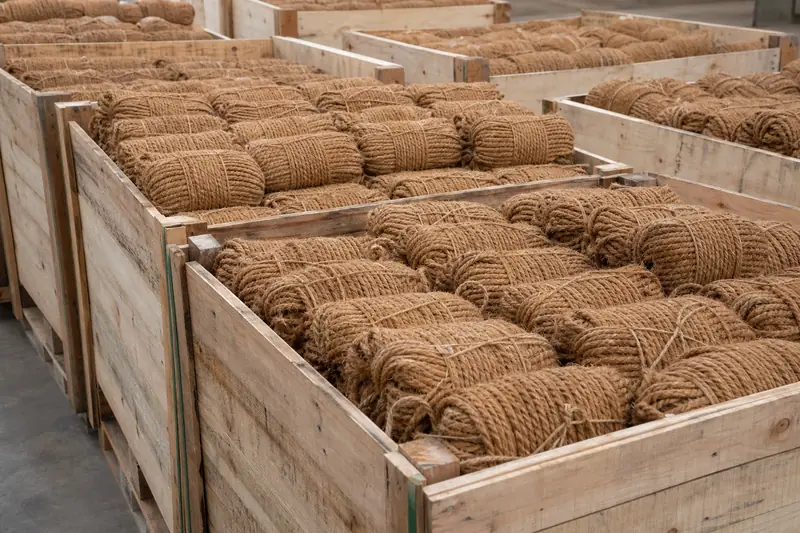 Coir twine bundles packed for export